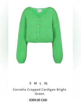American Dreams 🇮🇹 - Cornelia Cropped Cardigan Bright Green ($309)